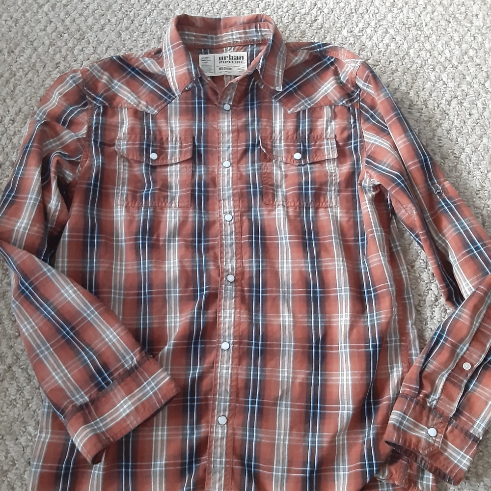 Orange and blue Plaid dress shirt